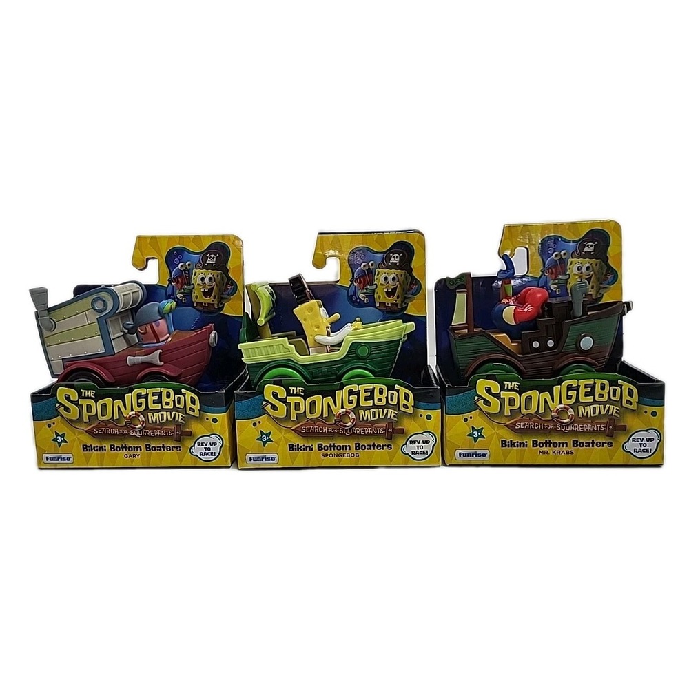 The Spongebob Movie Bikini Bottom Boaters Exclusive Set of 3 Kids Race Car Toy